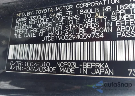 2009 Toyota Yaris from USA, damaged, VIN JTDBT903294059734